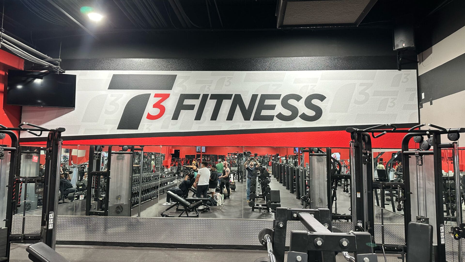 Rows of dumbbells and cable machines